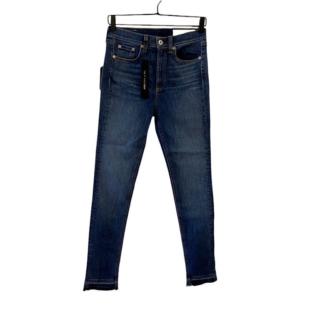 Rag & Bone Womens Ankle Slim Skinny Jeans Blue High Rise Pockets Denim 28 New